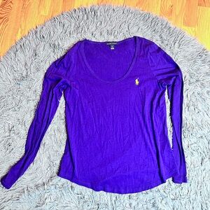 Ralph Lauren Purple 100% Cotton Long Sleeve Top Size L